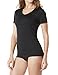 Tesla TM-FSS02-BLK_Medium Women's UPF 50+Vneck Swimshirt Loose-Fit Short Sleeve Rashguard FSS02