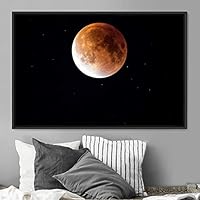 Framed Canvas Wall Art Full Moon Aerial Astronomy & Space Expressive Global Moon Multicolor Photography Realism Warm - 16x24 inches