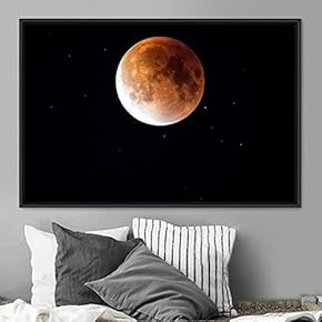 signwin Framed Canvas Wall Art Full Moon Aerial...