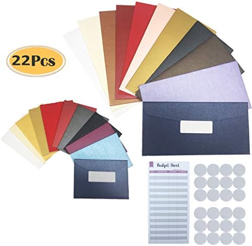 Drakia 22 Budget Envelopes Cash Envelopes System Reusable Assorted Colors Money Wallet Plus 11 Budget Sheets for Budget Planning and Money Saving