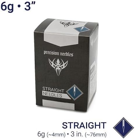 6g Sterilized 3" Body Piercing Needles - Box of 25