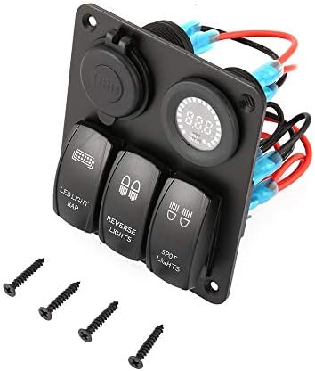 Mountxin 5 PIN Waterproof Marine Boat Caravan RV Rocker Switch Panel Circuit Breaker - Black