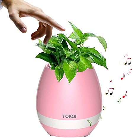 Music Flower Pot Foruchoice Festival Gift Smart Touch Music Plant Lamp Flowerpot Night Light like Play Piano on a Real Plant Rechargeable Wireless (Pink)