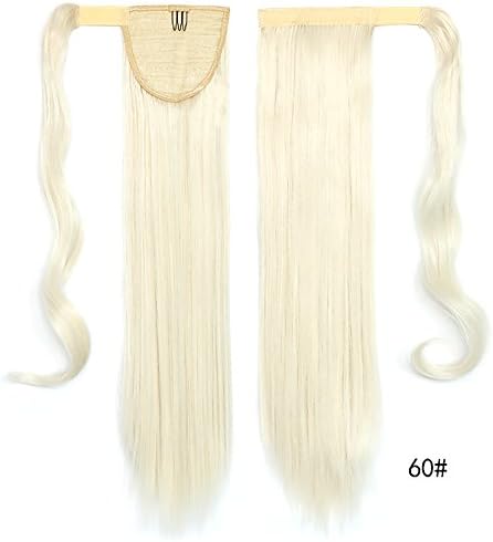 NiCheng Blend Color Long Straight Magic Wrap Around Ponytails Clip-in Hair Extensions Women's Fashion Synthetic Hairpieces 24inch 100g (60# platinum blonde)