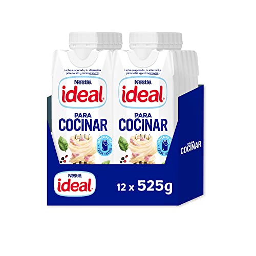 Ideal - Leche evaporada semidesnatada - Caja de leche evaporada 12 x 500 ml (525g)
