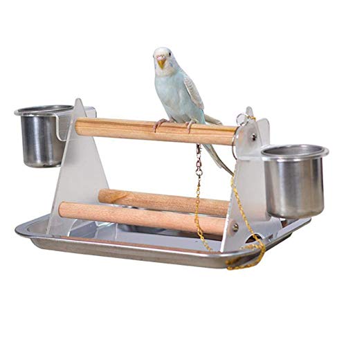 QuTess Bird Tabletop Perch Stand Wooden Pet Grinding Claws Toy Triangular Stand Racks for Small Medium Parrots