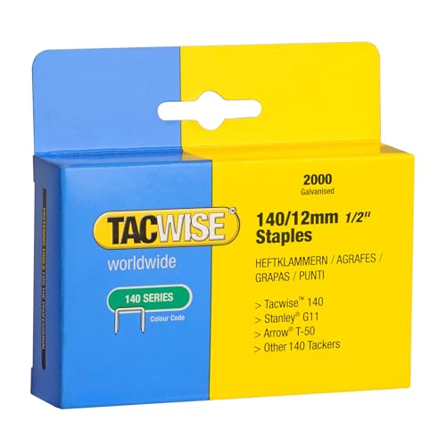 Tacwise 0348 Type 140/12mm Heavy Duty Galvanised Staples, Pack of 2000