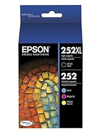 Epson, T252 X l-bcs, 252 x l alta capacidad negro, 252 STD. Capacidad Cian, Magenta, amarillo; 4 Ink Cartridge Combo Pack Original; OEM