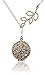 Unique Tree Branch Drop Silver-tone Aromatherapy Necklace Essential Oil Diffuser Locket Pendant Jewelry Lariat Y-Style, w/reusable felt pads!