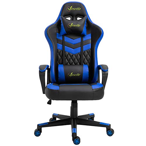 Vinsetto-Silla-Gaming-Silla-de-Escritorio-de-Oficina-Ergonomica-Altura-Regulable-Basculante-con-Reposacabezas-Cojin-Lumbar-61x70x121-129-cm-Azul