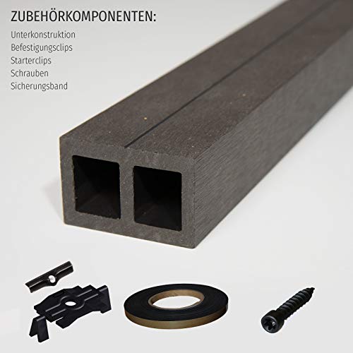 HORI® WPC-Terrassendiele Malta Anthrazit Hohlkammer I Komplettset inkl. 40x60 mm Unterkonstruktion & Clips I Fläche: 7… – Bild 6