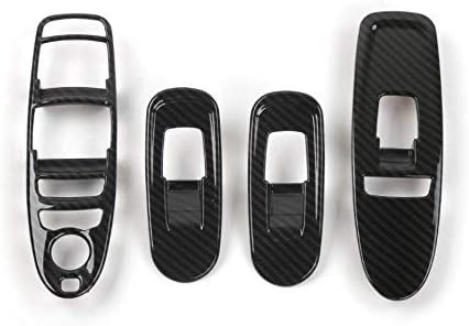 FMtoppeak 4Colors Car Interior Accessaries Window Lift Switch Button Cover Trims Stickers ABS for Nissan Patrol 2017 (Carbon Fiber)