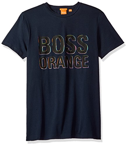 BOSS Orange Men's Tacket 5 Brandeed Crew T-Shirt, Dark Blue, Large
