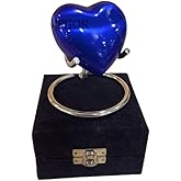 Beautiful Blue Heart Cremation Shape Urn for Ashes/Heart Keepsake Urn with Stand & Box/Small for Human Ashes/Honor Your Loved One Perfect Mini Urn for Adults