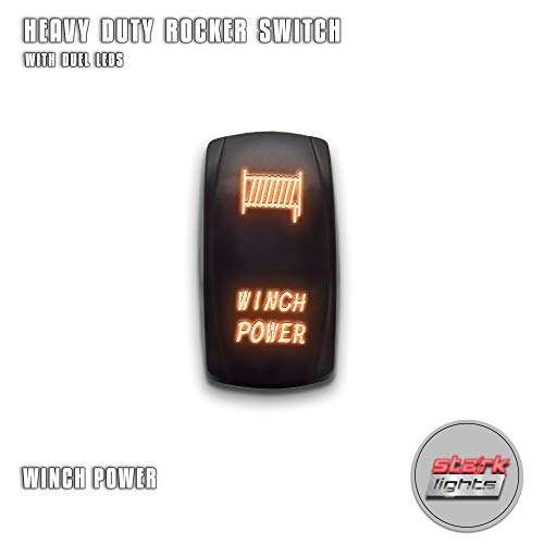 WINCH POWER - Orange - STARK 5-PIN Laser Etched LED Rocker Switch Dual Light - 20A 12V ON/OFF
