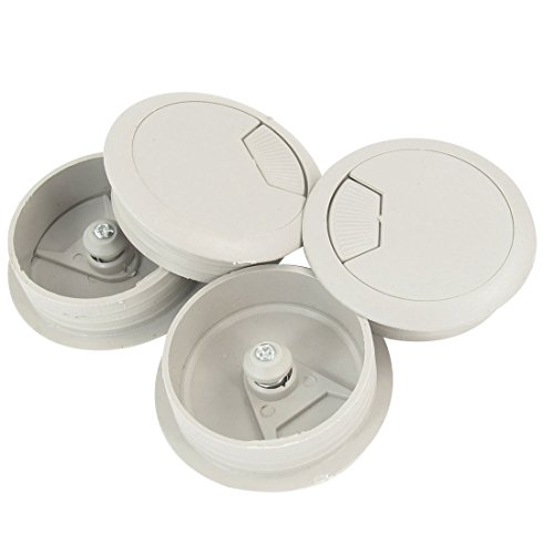 uxcell 4 Pcs 1.9" Dia Gray Plastic Desk Table Top Cable Wire Grommets