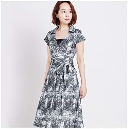 Amazon マーサ Martha モノトーンジャングルキャップスリーブカシュクールワンピース ホワイトxグレー M ワンピース チュニック 通販