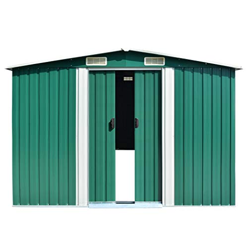 ghuanton Geräteschuppen 257×497×178 cm Metall Grün Heim & Garten Rasen & Garten Garten & Balkon Gartenhäuschen… – Bild 6