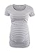 Liu & Qu Womens Maternity Classic Side Ruched T-Shirt Tops Mama Pregnancy Clothes Grey White Stripe XL