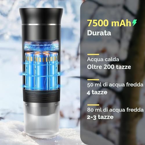 Portable Electric Espresso Machine, 3 in 1 Portable Coffee Machine, 5 Minutes Self-Heating, with USB-C Compatible with Small Capsules, Large Capsules, Ground Coffee