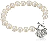 Bella Pearl White Heart Toggle Bracelet, 7.5