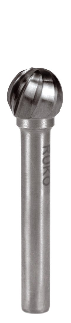 RUKO Tungsten Carbide Rotary Burr with Aluminium Teething, D Ball Type (KUD) Shape, Bright Finish, 12.0 mm Diameter, 51 mm Length, R116044A