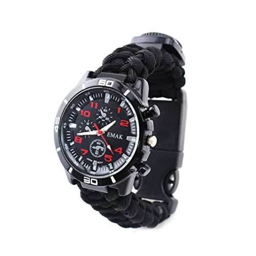 Survival Watch 16 in 1 Multifunctional Water Resistant Survival Tactical Emergency Bracelet Hiking C