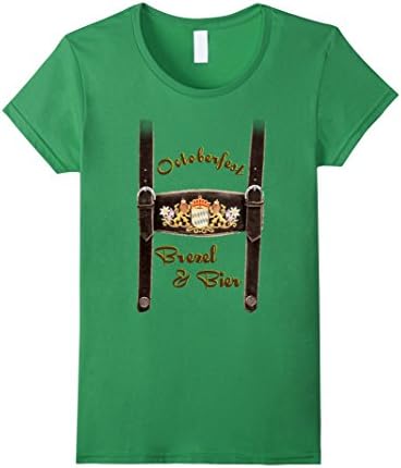 Womens Lederhosen Octoberfest T-Shirt Halloween Costume Large Grass