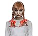 Brown Double Braid Wigs Long Hair with Straight Bangs for Role Play Costume Party