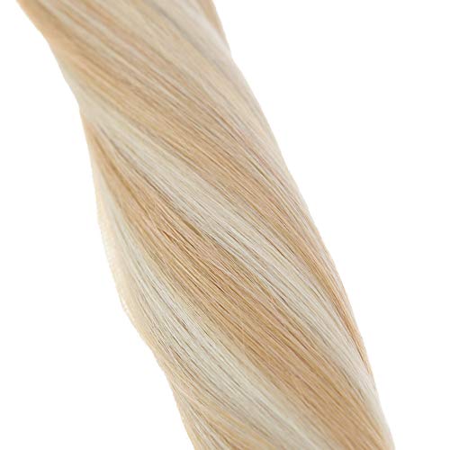 LaaVoo 14 inch Highlight Blonde Tape in Human Hair Extensions Color #27 Honey Blonde to Color #60 Light Blonde Seamless Human Hair Extension 20Pcs 50g/Package - Thumbnail 7
