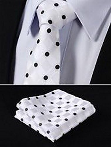 Dan Smatree White Black Check 2.75" Silk Skinny Narrow Tie Necktie Pocket Square