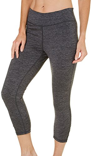 Gaiam Om Yoga Capri Women’s Performance Basic Long Compression Legging – Charcoal Heather, Large