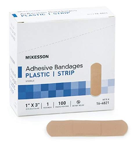 mckesson - tira adhesiva mckesson 1 x 3 pulgadas rectángulo de plástico bronceado estéril - 100 / caja - mck