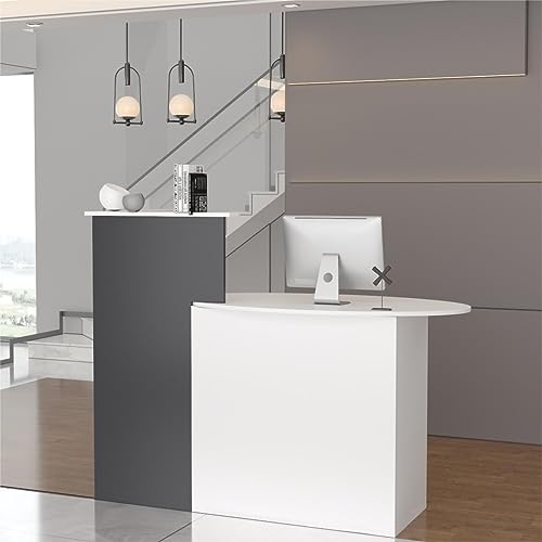 Rezeptionstheke, Empfangstheke, Rezeptionstrese Mit Offener Ablagefläche Und 1 Abschließbaren Schublade，Empfangstheke Mit Schwarz-Dunkelgrauem Patchwork-Design, Empfangstresen, Mdf, 40 X 121 X 110Cm