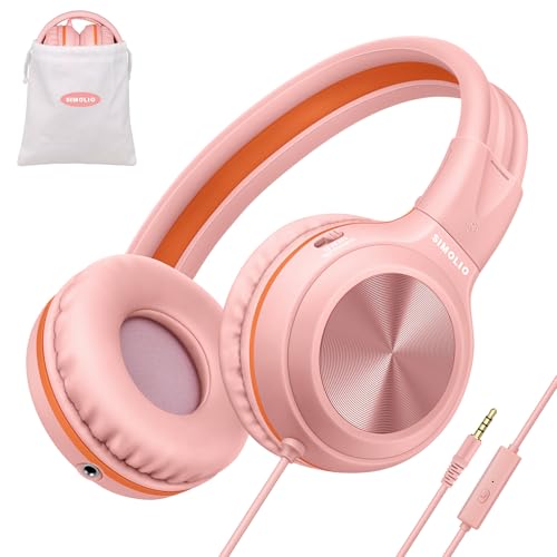 SIMOLIO Wired Headphones with Mic Pink
