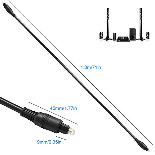 image for 2 Pack Digital Optical Audio Cable - 6 Feet, DaKuan Home Theater Fiber