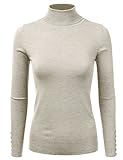 Doublju Womens Long Sleeve Stretchy Knit Turtleneck Sweater
