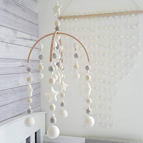 Baby Cot Mobile by Tik Tak Design Co – Felt Ball Mobile for Your Boy or Girl Babies Bed Room – 100% NZ Wool - Designer Colors to Match Your Nursery and Delight Your Child - Thumbnail 2