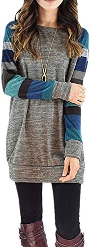 MUMUBREAL Women's Cotton Knitted Tunic Tops Crew Neck Long Sleeve Casual Shirt