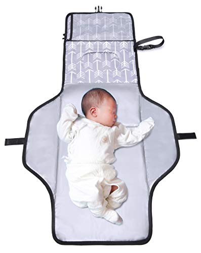 ELENTURE Diaper Changing Pad, Baby Infant Portable Travel Changing Station Mat Bag with Kneecap (White Arrowhead) - Thumbnail 3