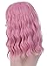 Lizzy Hair Pastel Pink Wigs for Women 14inch Natural Looking Short Bob Curly Wig with Air Bangs Charming Pink Wig