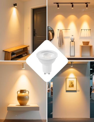 Lepro GU10 LED Warm White 6 W Bulb, 2700 K Warm White, 630 Lumen, 38° Beam Angle, Non-Dimmable Reflector Lamp, Energy Saving GU10 LED Bulb for Living Room, Kitchen, Bedroom, Pack of 4