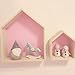 Da Jia 2PCS Wooden House-Shaped Wall Storage Shelf Kid's Room Decoration(Pink)