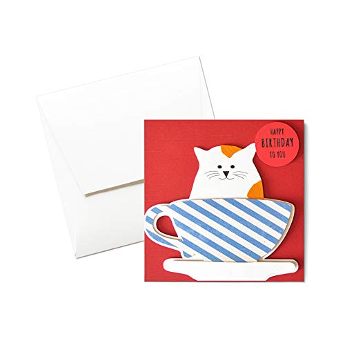 Happy Birthday Mon Chat Catlover Joyeux Anniversaire Carte De Voeux Avec Enveloppe 12 X 12 Cm Carte Faite A La Main Blanc A L Interieur Amazon Fr Handmade