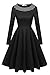 Meaneor Women's Vintage Polka Dot Neckline A-line Cocktail Party Dress, Black, Small