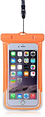 Universal Waterproof Case, Cell Phone Dry Bag Snowproof Dirtproof for Apple iPhone 7,7plus,6S 6,6S Plus, 5S 5, Samsung Galaxy S6, Note 5 4, HTC LG Sony Nokia Motorola (Orange)