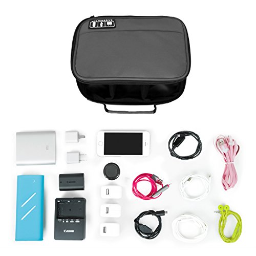BAGSMART Electronics Travel Organizer Bag Hard Drive Case for Various USB, Phone, Cable, Charger, Dark Grey