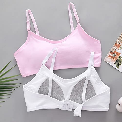 Herepai Big Girls' Adjustable Training Bra Cotton Bras Wireless Light Padded 10-16 Years