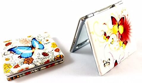 (12 pack) Decorative Compact Pocket Travel Mirrors for Women/Girls Party Favors (Butterfly Theme (Square) [12 pack])
