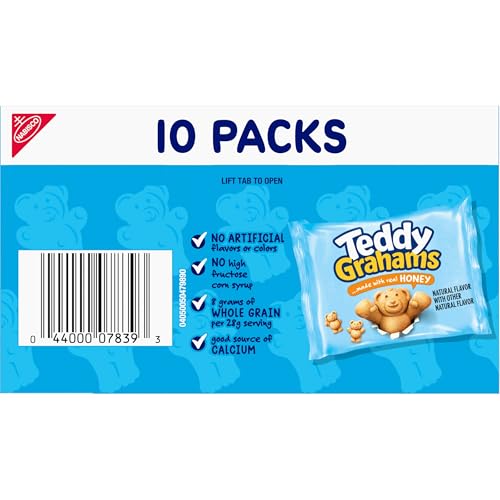 TEDDY GRAHAMS HONEY GRAHAM SNACKS, 10 KIDS SNACK PACKS